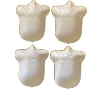 Pottery Barn Acorn Shaped Stoneware Snack Bowls Trinket Dishes Neutral Color NWT
